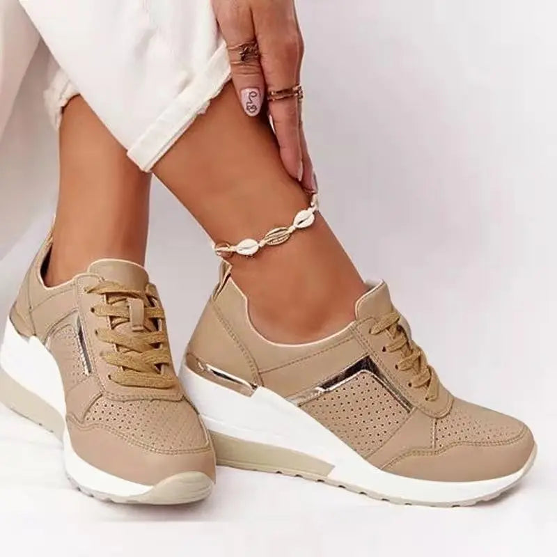 Damen-Plateau-Sneaker, leicht, Textil, Synthetik, Freizeitschuhe-5