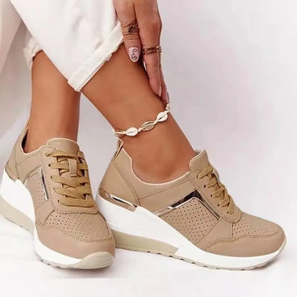Damen-Plateau-Sneaker, leicht, Textil, Synthetik, Freizeitschuhe-5