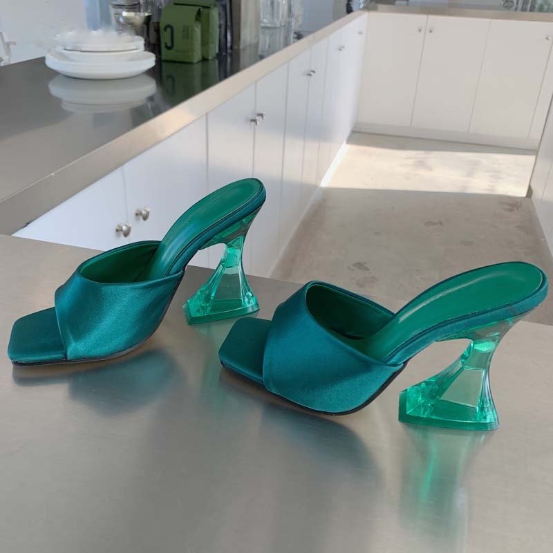 Damen-Sandalen, hoher Absatz, Seide, Gummisohle, elegantes Design 8