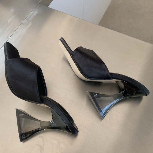 Damen-Sandalen, hoher Absatz, Seide, Gummisohle, elegantes Design 1