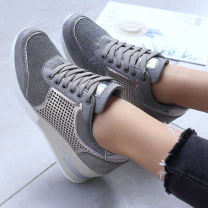 Damen-Sneakers, Plateau, Leder, mittlerer Schnitt, hochwertiger Komfort-5