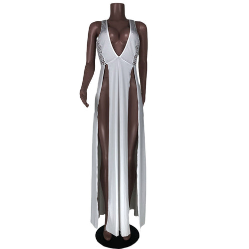 Damen-Maxikleid, Spetsdetaljer, lang, Polyester-1