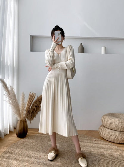 Damen-Midikleid, V-Ausschnitt, Acryl, klassisch-5