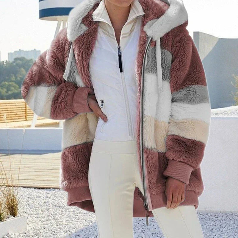 Variant image for Damen-Oversize-Mantel, Fleece mit Kunstfell-30