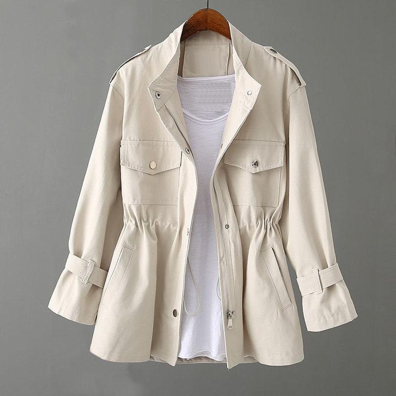 Damen-Trenchcoat, elegant, Baumwolle, Polyester 2