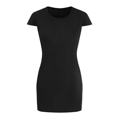 Damen-T-Shirt-Kleid, Midi, Slim Fit, elastische Baumwolle-1