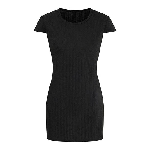 Damen-T-Shirt-Kleid, Midi, Slim Fit, elastische Baumwolle-1