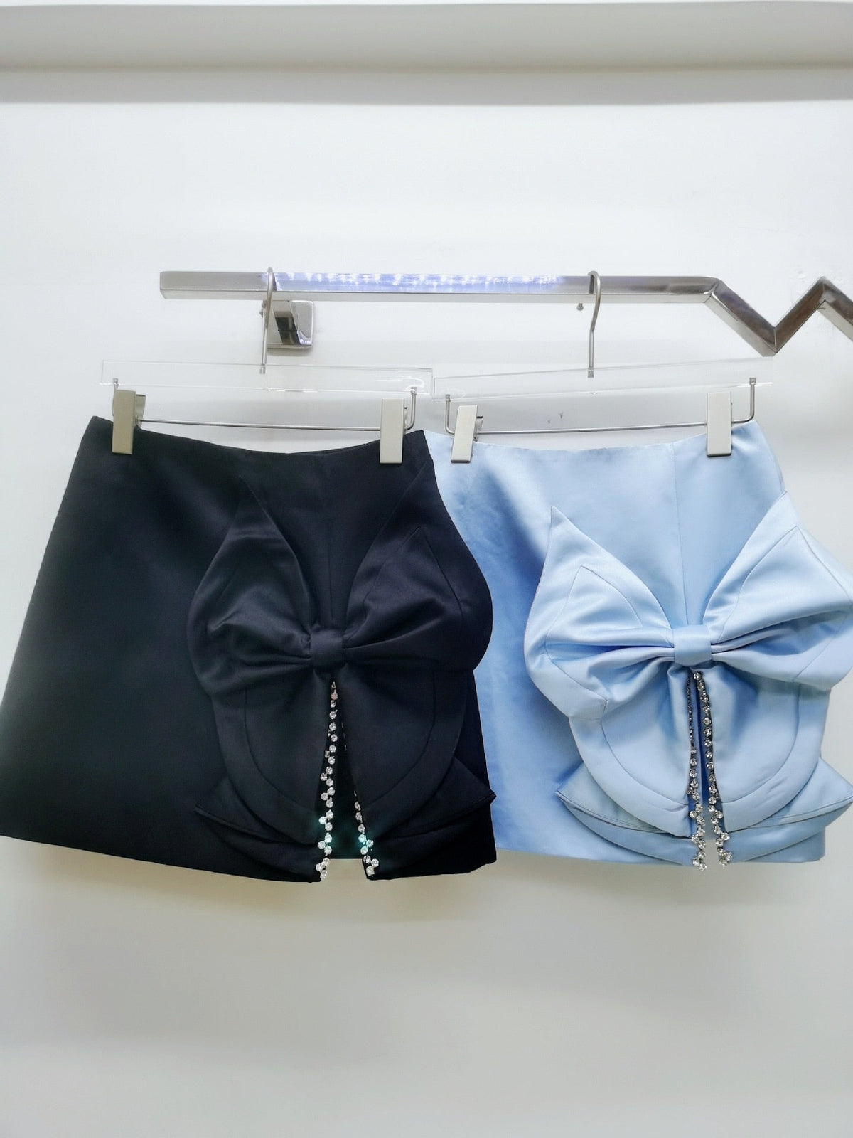 Schwarzer A-Linien-Minirock mit Strassdetails – hohe Taille, Polyester-Minirock für Damen 5