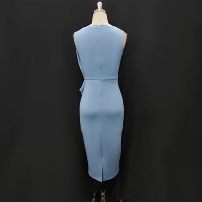 Damen-Kleid Bleistiftkleid Ärmellos Polyester Knielang Sommerkleid-5
