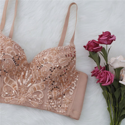 Damen-Spaghettiträger-Top, Pailletten, Polyester, glitzernd, für Fest und Alltag 4