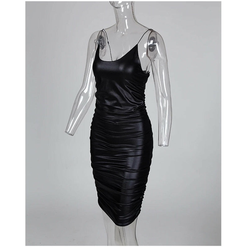 Damen-Minikleid, Spaghettiträger, Polyester, Säulenform-5