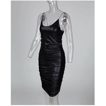 Damen-Minikleid, Spaghettiträger, Polyester, Säulenform-5