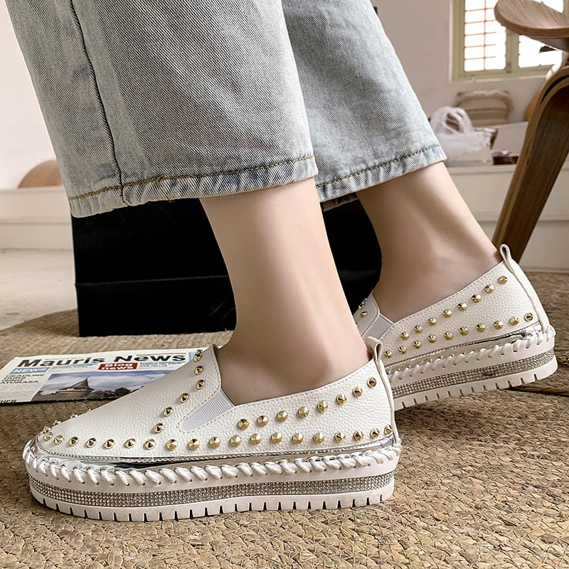 Damen-Loafers, Leder, Gummisohle, Slip-On, eleganter Komfort 1