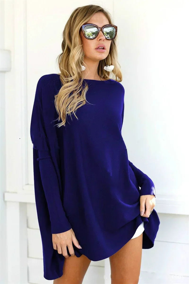 Damen-Pullover, Oversized, runder Ausschnitt, Baumwolle, Acryl, Polyester-2