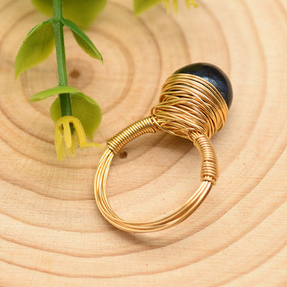 Ring aus Kupfer mit schwarzer Barockperle und einzigartigem Spulendesign – 18K vergoldet, vielseitiges Schmuckstück für Alltag und Fest 3