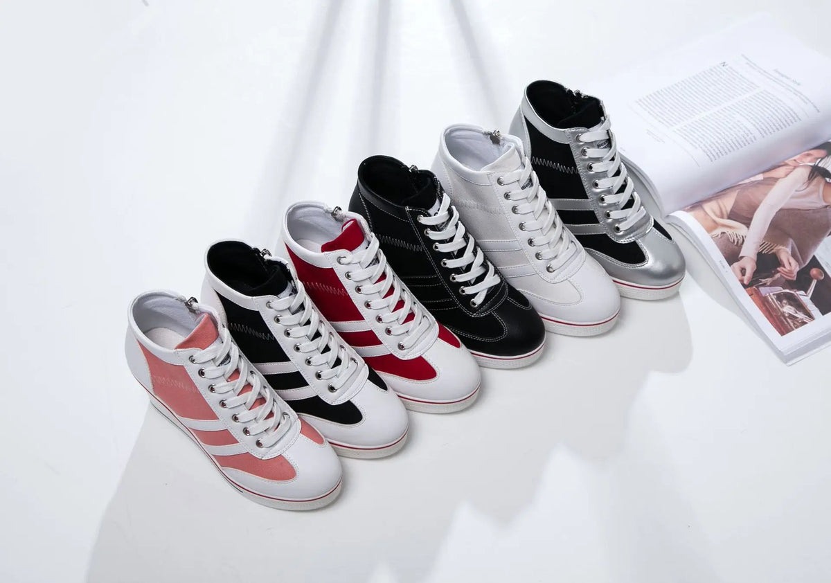 Damen-Keilabsatz-Sneaker, modern, Canvas, hoher Absatz, komfortabel-2
