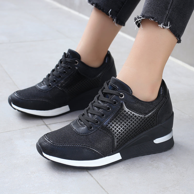 Damen-Sneakers, Plateau, Leder, mittlerer Schnitt, hochwertiger Komfort-6