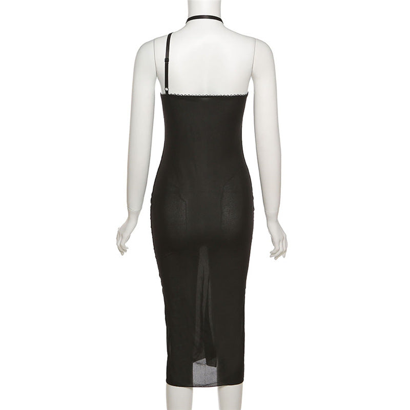 Damen-Midi-Kleid, Spaghettiträger, Cut-out, Details, Polyester, Viskose-3