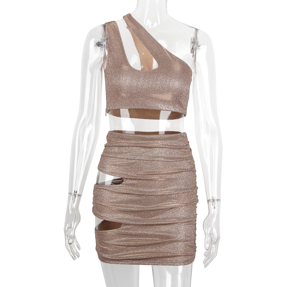 Variant image for Damen-Rock und Top Set Monochrom Kurz Ärmellos Polyester Elasthan-1