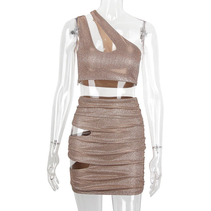 Variant image for Damen-Rock und Top Set Monochrom Kurz Ärmellos Polyester Elasthan-1