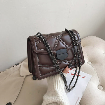 Variant image for Damen Schultertasche Kette PU-Leder Weich Klappen-Design-2