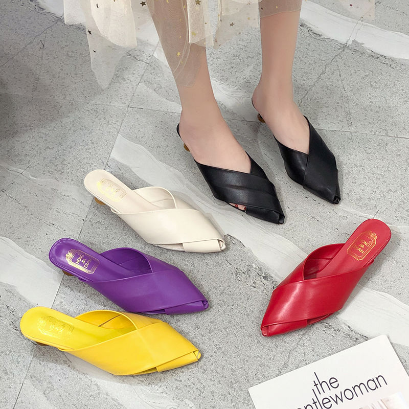 Damen-Mules, runde Zehen, mittlerer Absatz, PU, Komfort-3