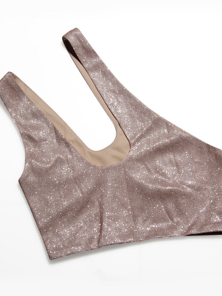 Damen-Rock und Top Set Monochrom Kurz Ärmellos Polyester Elasthan-5