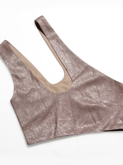 Damen-Rock und Top Set Monochrom Kurz Ärmellos Polyester Elasthan-5
