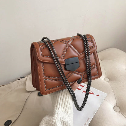 Variant image for Damen Schultertasche Kette PU-Leder Weich Klappen-Design-5