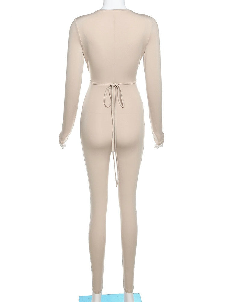 Damenoverall in Monochrom aus Polyester mit Schnürung und enganliegendem Design – perfekt für Alltag und Abende auswärts 6