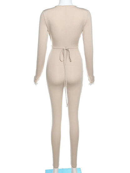 Damenoverall in Monochrom aus Polyester mit Schnürung und enganliegendem Design – perfekt für Alltag und Abende auswärts 6