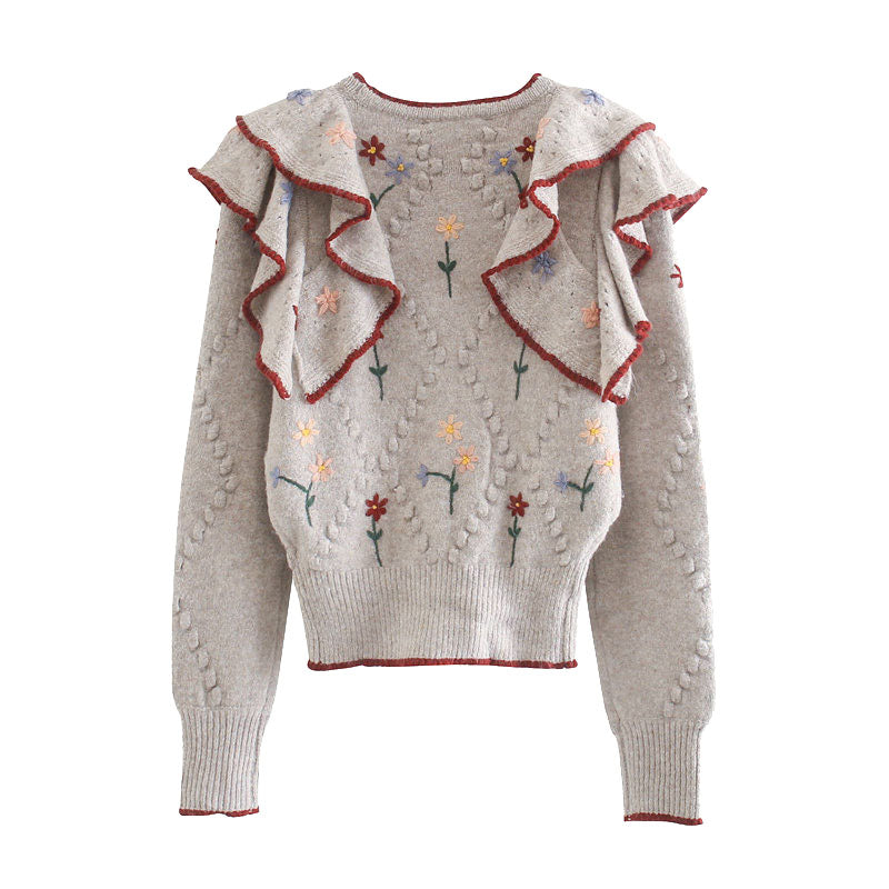 Damen-Pullover, geblümter V-Ausschnitt, Polyester-2