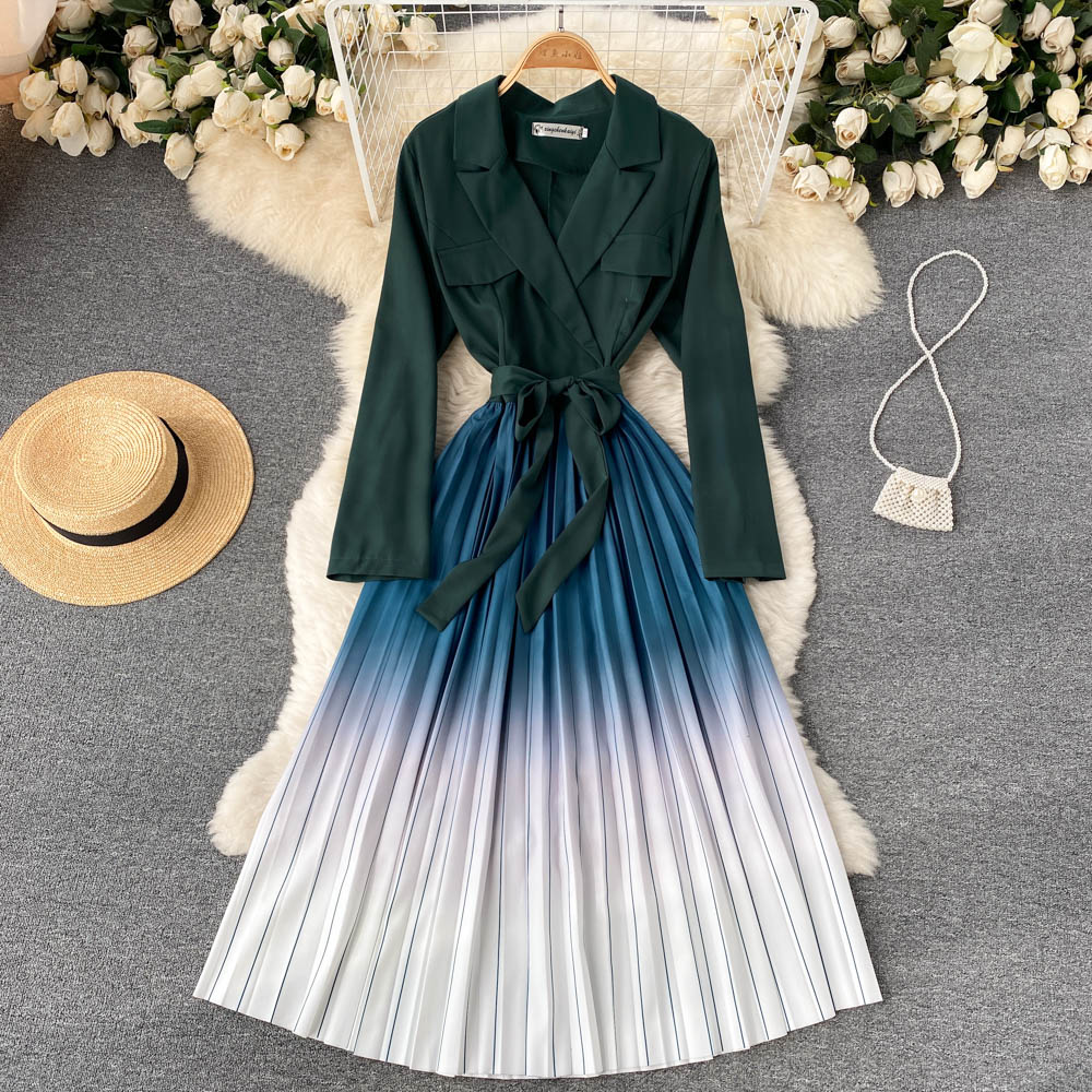 Damen-Midikleid, A-Linie, Polyester, gerafft-1