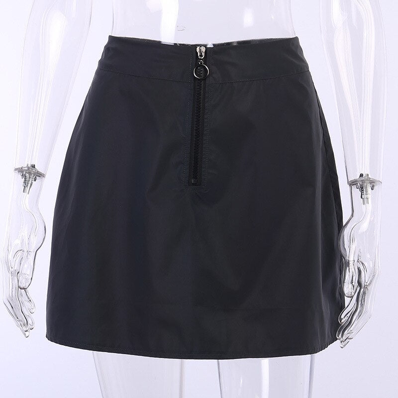 Damen-Minirock, holografische A-Linie, Polyester-4