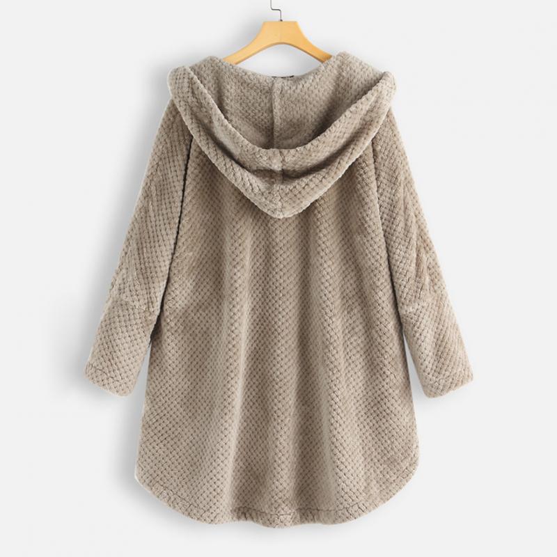 Damen-Fleecejacke, wendbar, mit Kapuze, weiches Polyester-3