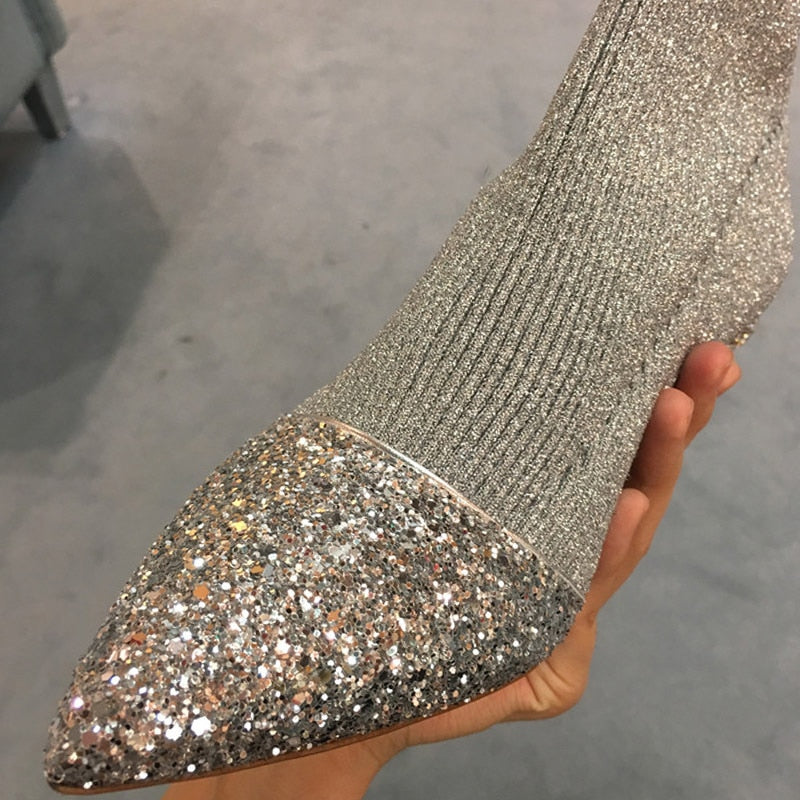 Damen-Ankle-Boots mit spitzer Spitze aus Synthetikmaterial-3