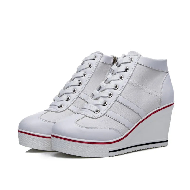 Variant image for Damen-Keilabsatz-Sneaker, modern, Canvas, hoher Absatz, komfortabel-1