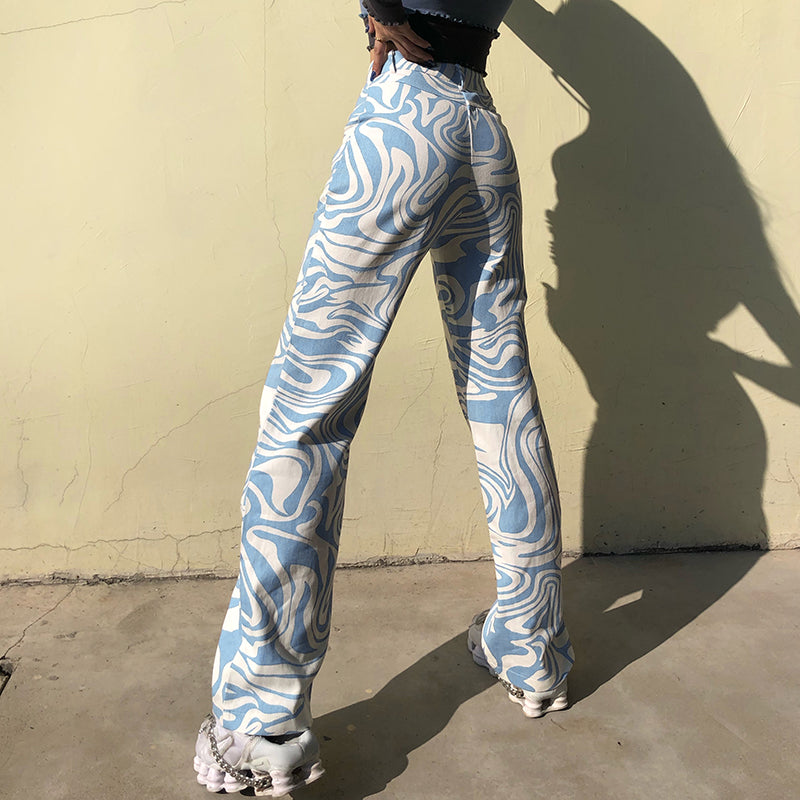 Damen-Jeans mit geometrischem Muster, 100 % Baumwolle, reguläre Passform-3