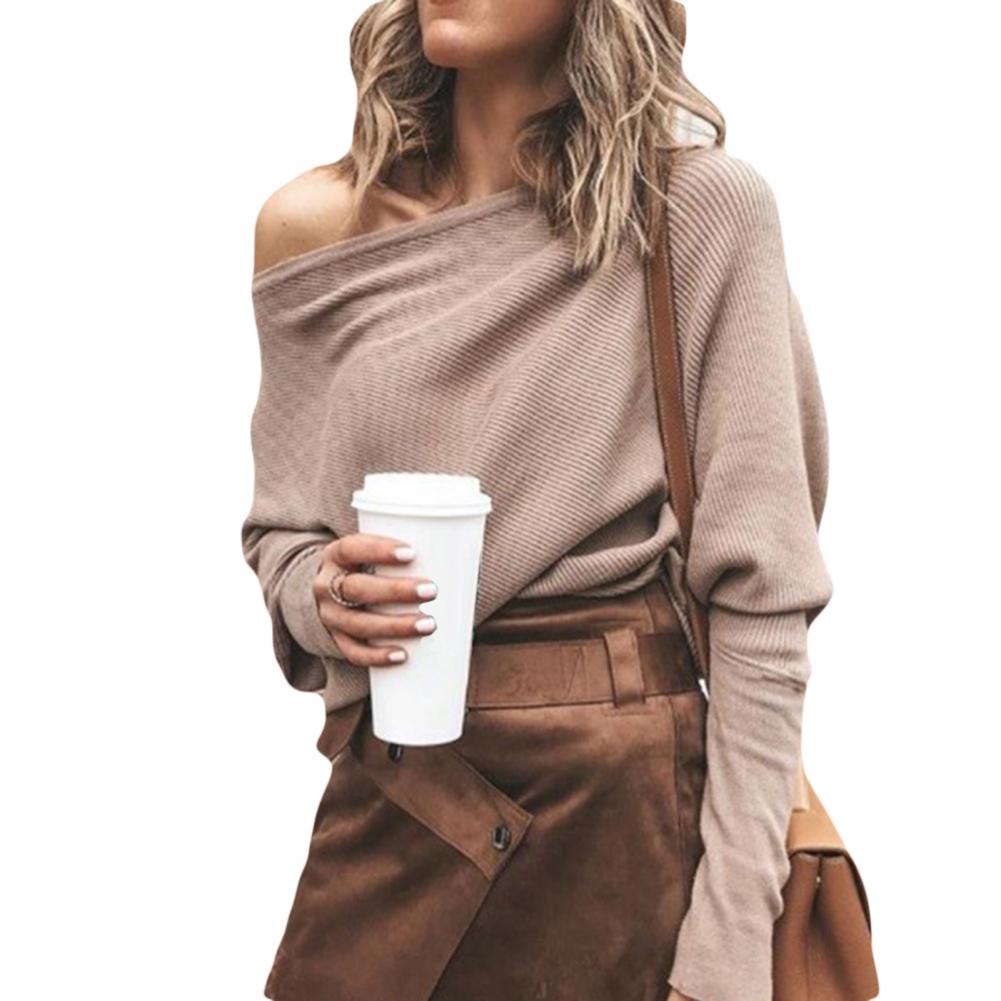 Variant image for Damen Schulterfreie Pullover Modernes Polyester für Herbst-21