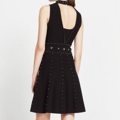 Damen-Minikleid, A-Linie, glitzernd, mit Perlendekoration, synthetisch-4