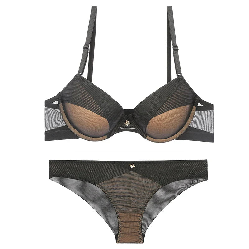 Damen BH Set Gestreifter Spandex 1