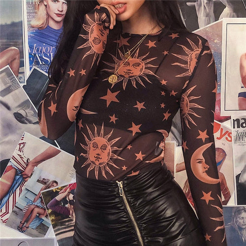 Damen-Sweatshirt mit transparentem Netz und einzigartigem Print, 100% Baumwolle-1