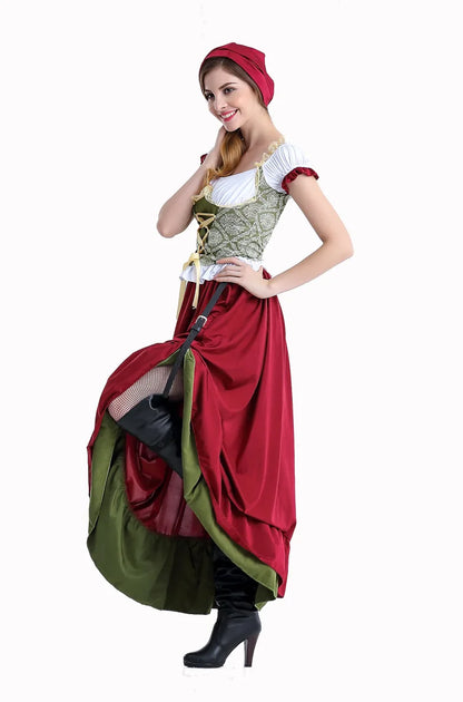 Damen-Oktoberfest-Kleid, traditionell, Polyester, mit Schürze-5