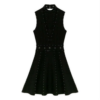 Damen-Minikleid, A-Linie, glitzernd, mit Perlendekoration, synthetisch-1