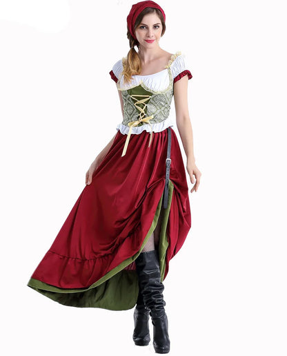 Damen-Oktoberfest-Kleid, traditionell, Polyester, mit Schürze-2