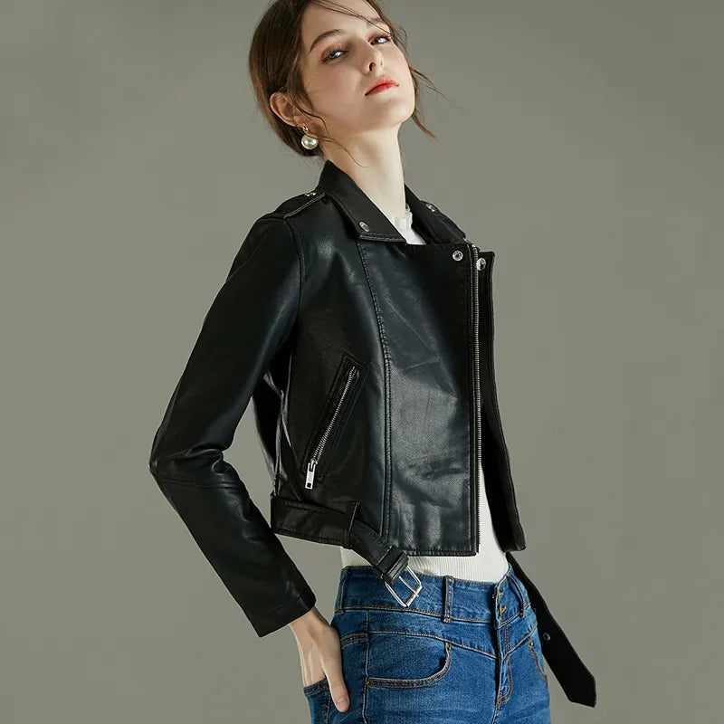 Damen-Lederjacke, elegant, veganes Leder mit optimaler Passform-4