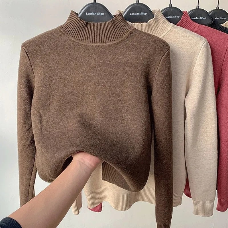 Variant image for Damen-Strickpullover, gemusterter Plüsch für Herbst und Winter-29