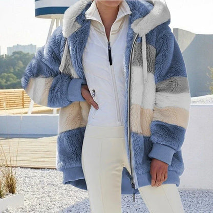 Variant image for Damen-Oversize-Mantel, Fleece mit Kunstfell-2