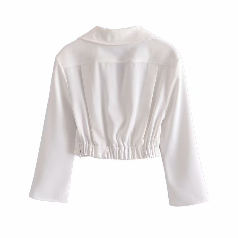 Damenbluse V-Ausschnitt Langarm Polyester eleganter Stil-2