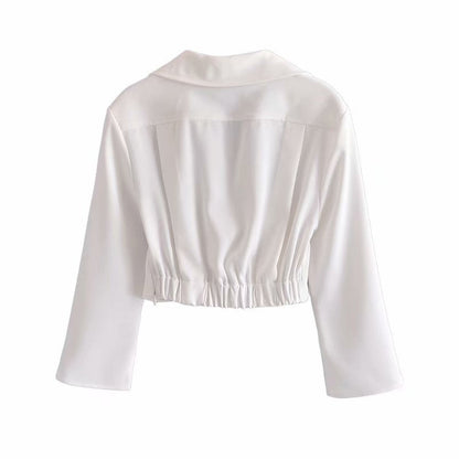 Damenbluse V-Ausschnitt Langarm Polyester eleganter Stil-2